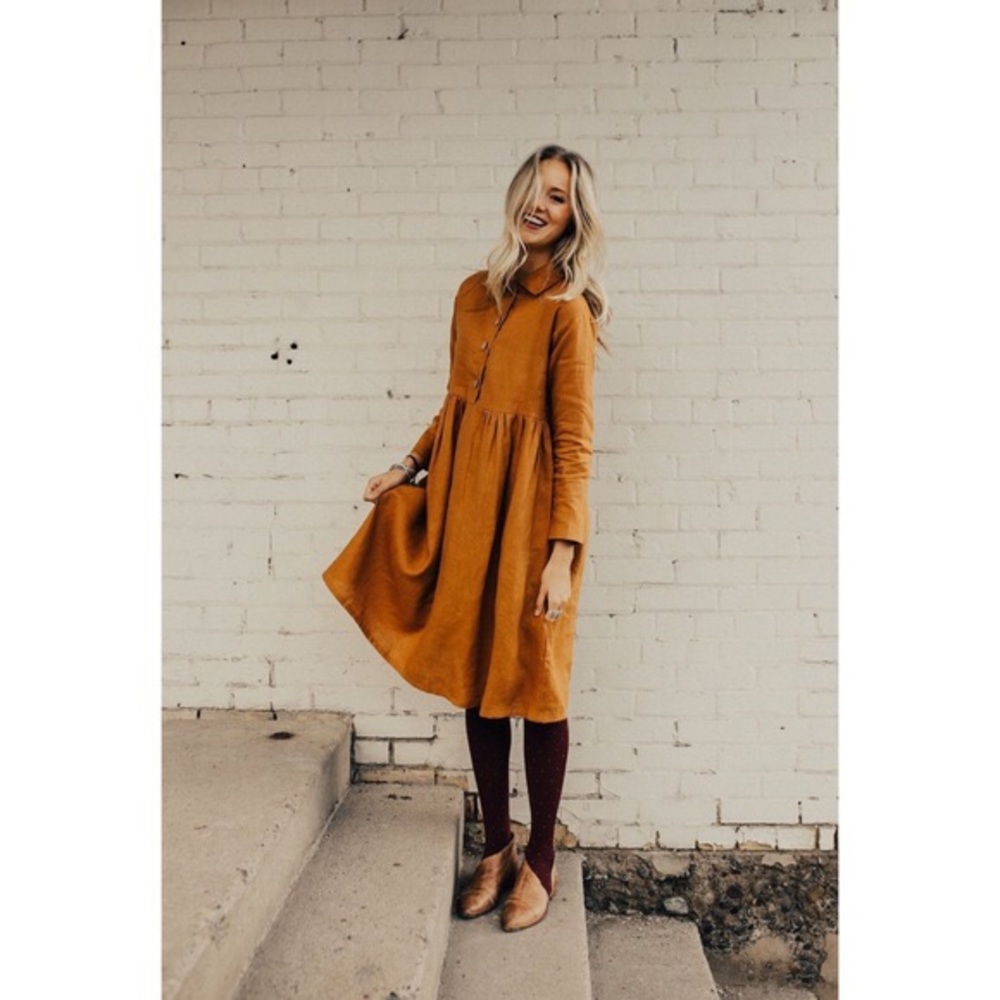 Roolee Delacour Burnt Orange Linen Dress